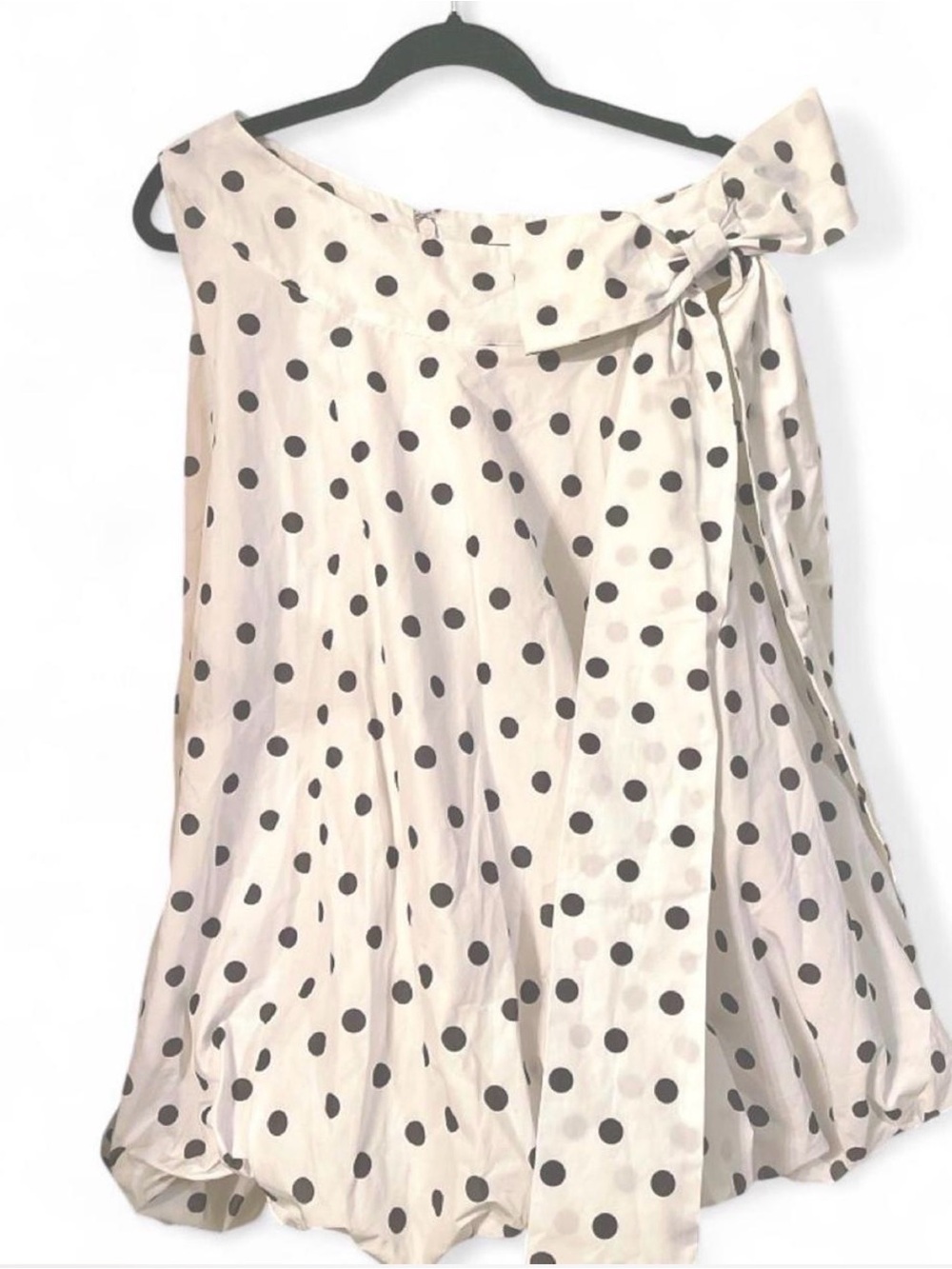 NWT Elexiay Polka Dot Bow Mini Dress White Black Size XS Bubble Hem